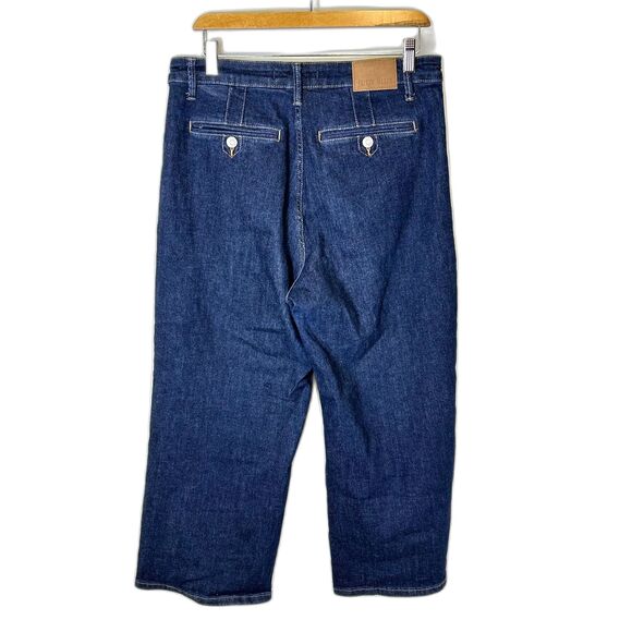 Judy Blue High Waist Dark Wash Tummy Control Wide Leg Crop Jeans Size 13/31 - Picture 8 of 14